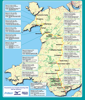 The Welsh Castles Relay Route Map