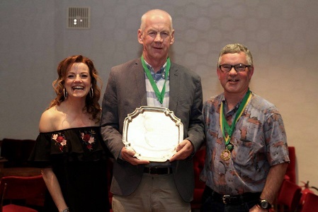 Colin, 2017 winner, receiving his shield from Sue, with runner up Greg.